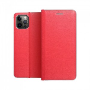 Husă Samsung Galaxy S21 Ultra Forcell Luna Book tip carte, ramă metalică, Rosu
