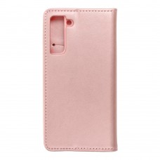 Husă Samsung Galaxy S21 Magnet Case tip carte, Rose gold