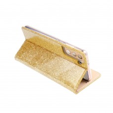 Husă Samsung Galaxy A02s Shining Case Book tip carte, Auriu
