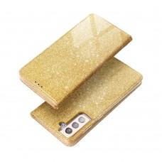 Husă Samsung Galaxy A02s Shining Case Book tip carte, Auriu