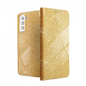Husă Samsung Galaxy S21 Shining Case Book tip carte, Auriu