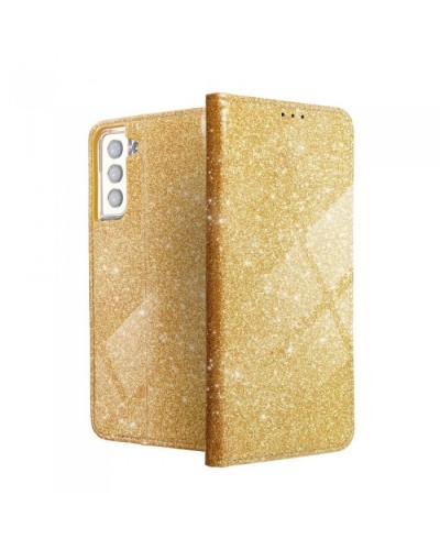 Husă Samsung Galaxy S21 Shining Case Book tip carte, Auriu