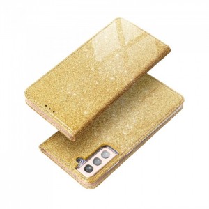 Husă Samsung Galaxy S21 Shining Case Book tip carte, Auriu