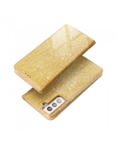 Husă Samsung Galaxy S21 Shining Case Book tip carte, Auriu