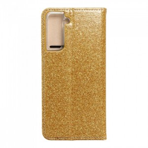 Husă Samsung Galaxy S21 Shining Case Book tip carte, Auriu