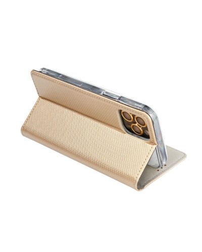 Husă Samsung Galaxy A14 4G / 5G Smart Book Case Tip Carte cu Magnet și Buzunar Card - Auriu