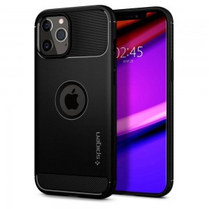 Husa Antisoc iPhone 12 / 12 Pro SPIGEN Rugged Armor - Negru