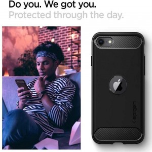Husa Antisoc iPhone SE 2020 / SE 2022 SPIGEN Rugged Armor - Negru