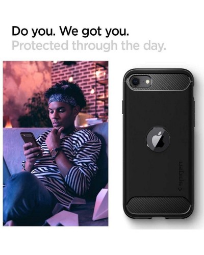 Husa Antisoc iPhone SE 2020 / SE 2022 SPIGEN Rugged Armor - Negru Husa Antisoc iPhone SE 2020 / SE 2022 SPIGEN Rugged Armor - Negru