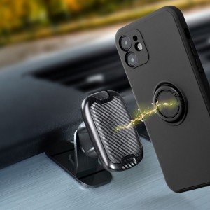 Husă iPhone 12 / 12 Pro Forcell Silicone Ring Negru