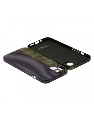 Husă iPhone 14 LUXO Kevlar Green & Purple