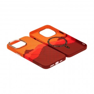 Husă iPhone 14 Pro Max LUXO PC Metal MagSafe Sunrise Orange