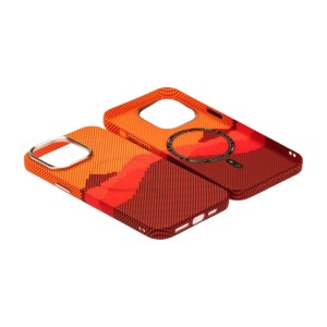 Husă iPhone 14 Pro LUXO PC Metal MagSafe Sunrise Orange