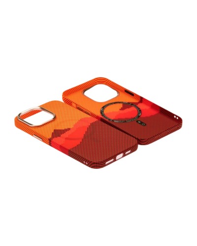 Husă iPhone 14 Pro LUXO PC Metal MagSafe Sunrise Orange