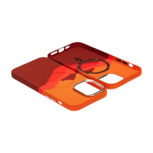 Husă iPhone 14 Pro LUXO PC Metal MagSafe Sunrise Orange