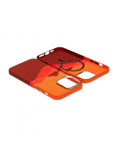 Husă iPhone 14 Pro LUXO PC Metal MagSafe Sunrise Orange