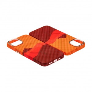 Husă iPhone 14 LUXO PC Metal MagSafe Sunrise Orange