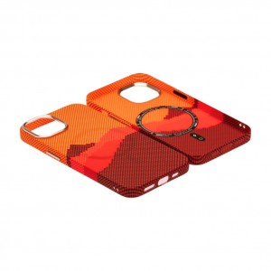 Husă iPhone 14 LUXO PC Metal MagSafe Sunrise Orange