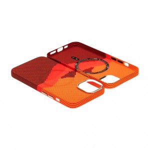 Husă iPhone 14 LUXO PC Metal MagSafe Sunrise Orange