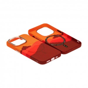 Husă iPhone 15 Pro Max LUXO PC Metal MagSafe Sunrise Orange