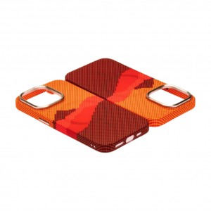 Husă iPhone 15 Pro LUXO PC Metal MagSafe Sunrise Orange