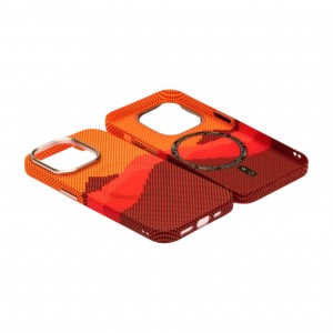 Husă iPhone 15 Pro LUXO PC Metal MagSafe Sunrise Orange