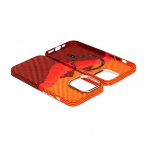 Husă iPhone 15 Pro LUXO PC Metal MagSafe Sunrise Orange