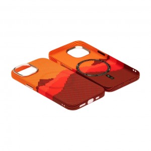 Husă iPhone 15 LUXO PC Metal MagSafe Sunrise Orange