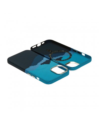 Husă iPhone 15 LUXO PC Metal MagSafe Winter Blue