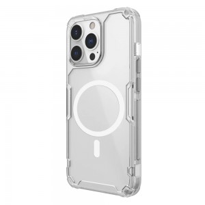Husă iPhone 13 Pro Nillkin Nature TPU Pro Magnetic Transparentă, ramă albă