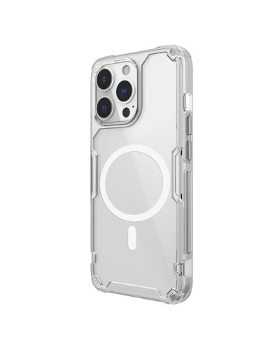Husă iPhone 13 Pro Nillkin Nature TPU Pro Magnetic Transparentă, ramă albă