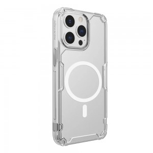 Husă iPhone 13 Pro Nillkin Nature TPU Pro Magnetic Transparentă, ramă albă