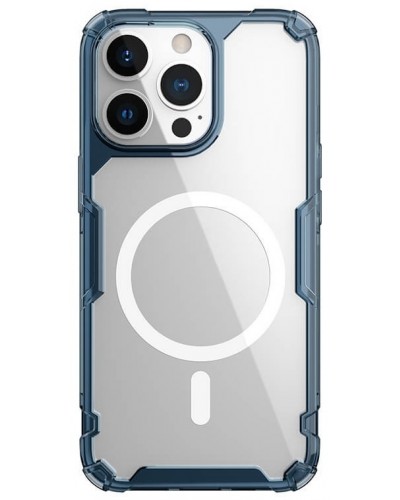 Husă iPhone 13 Pro Nillkin Nature TPU Pro Magnetic Transparentă, ramă albastră