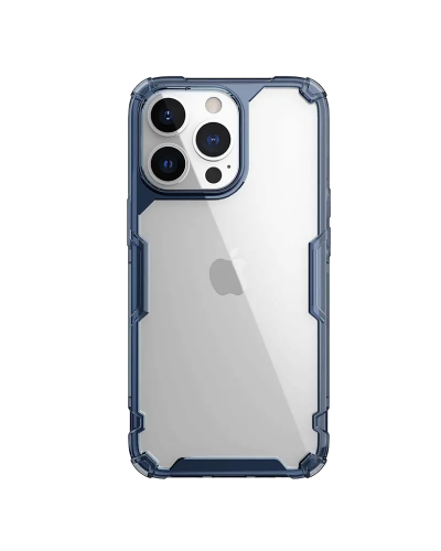 Husă iPhone 13 Pro Nillkin Nature TPU Pro Transparentă, ramă albastră