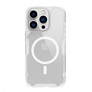 Husă iPhone 14 Pro Max Nillkin Nature TPU Pro Magnetic Transparentă, ramă albă
