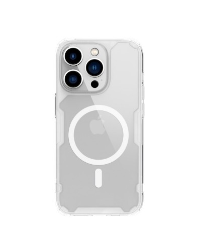 Husă iPhone 14 Pro Nillkin Nature TPU Pro Magnetic Transparentă, ramă albă