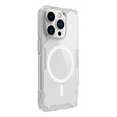 Husă iPhone 14 Pro Max Nillkin Nature TPU Pro Magnetic Transparentă, ramă albă