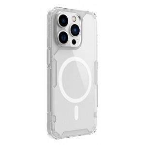 Husă iPhone 14 Pro Max Nillkin Nature TPU Pro Magnetic Transparentă, ramă albă