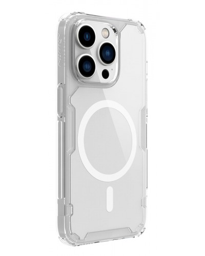 Husă iPhone 14 Pro Nillkin Nature TPU Pro Magnetic Transparentă, ramă albă