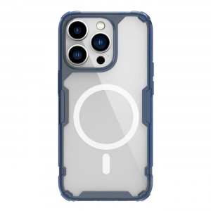 Husă iPhone 14 Pro Max Nillkin Nature TPU Pro Magnetic Transparentă, ramă albastră