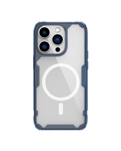 Husă iPhone 14 Pro Nillkin Nature TPU Pro Magnetic Transparentă, ramă albastră