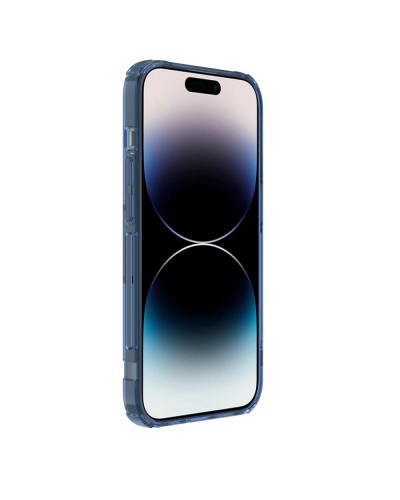 Husă iPhone 14 Pro Nillkin Nature TPU Pro Magnetic Transparentă, ramă albastră