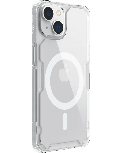Husă iPhone 14 Nillkin Nature TPU Pro Magnetic Transparentă, ramă albă