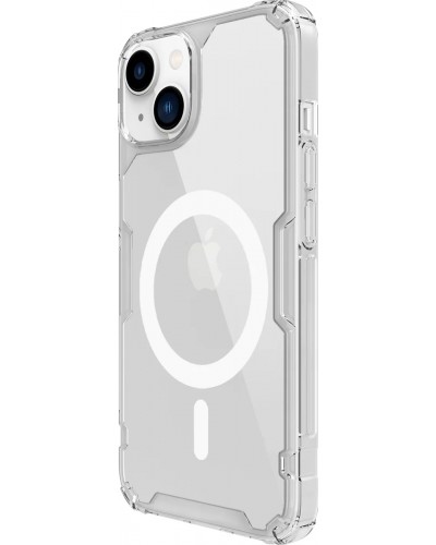 Husă iPhone 14 Nillkin Nature TPU Pro Magnetic Transparentă, ramă albă