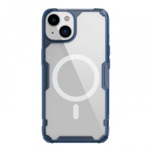 Husă iPhone 14 Nillkin Nature TPU Pro Magnetic Transparentă, ramă albastră