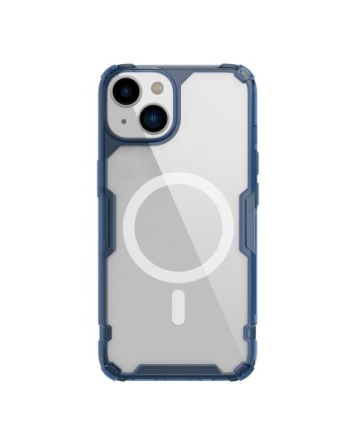 Husă iPhone 14 Nillkin Nature TPU Pro Magnetic Transparentă, ramă albastră