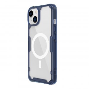 Husă iPhone 14 Nillkin Nature TPU Pro Magnetic Transparentă, ramă albastră