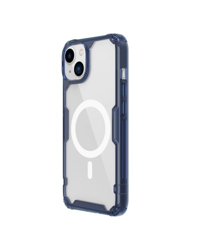 Husă iPhone 14 Nillkin Nature TPU Pro Magnetic Transparentă, ramă albastră