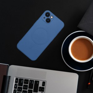 Husă iPhone 13 Silicone Mag Cover Albastru