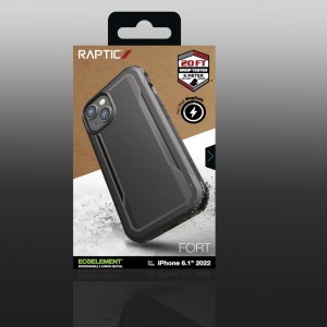 Husă Antișoc iPhone 14 Raptic Fort cu Protecție Militară 6m, MagSafe și 3 Straturi - Negru